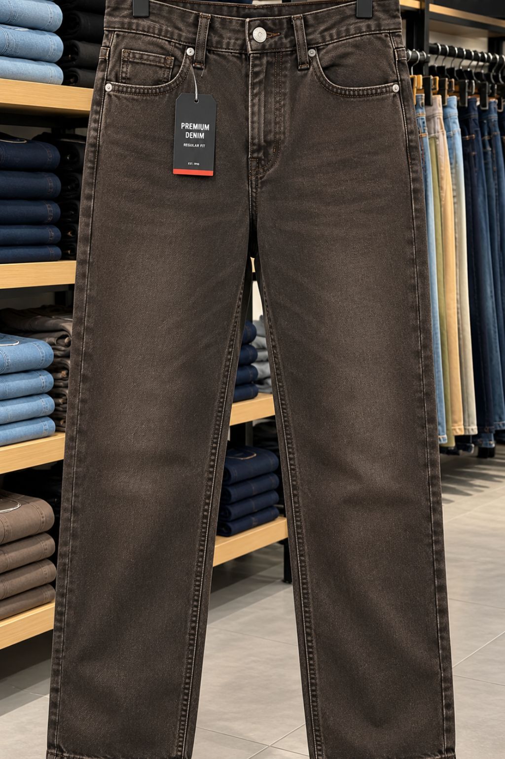 Men's Brown Washed Regular Fit Jeans
